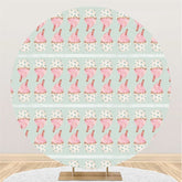 Lofaris Pink Ice Cream Round Green Birthday Backdrop For Kids